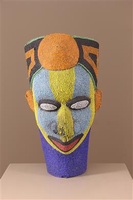 Tête perlée - Décoration africaine- Déco tribale - Art ethnique - Art africain traditionnel - Sculpture d'art premier 